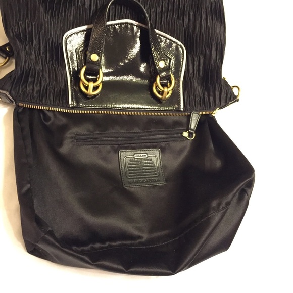 Y2K COACH Ashley Gathered Sateen Satchel Black Handbag Purse Shoulder Bag - Picture 6 of 8